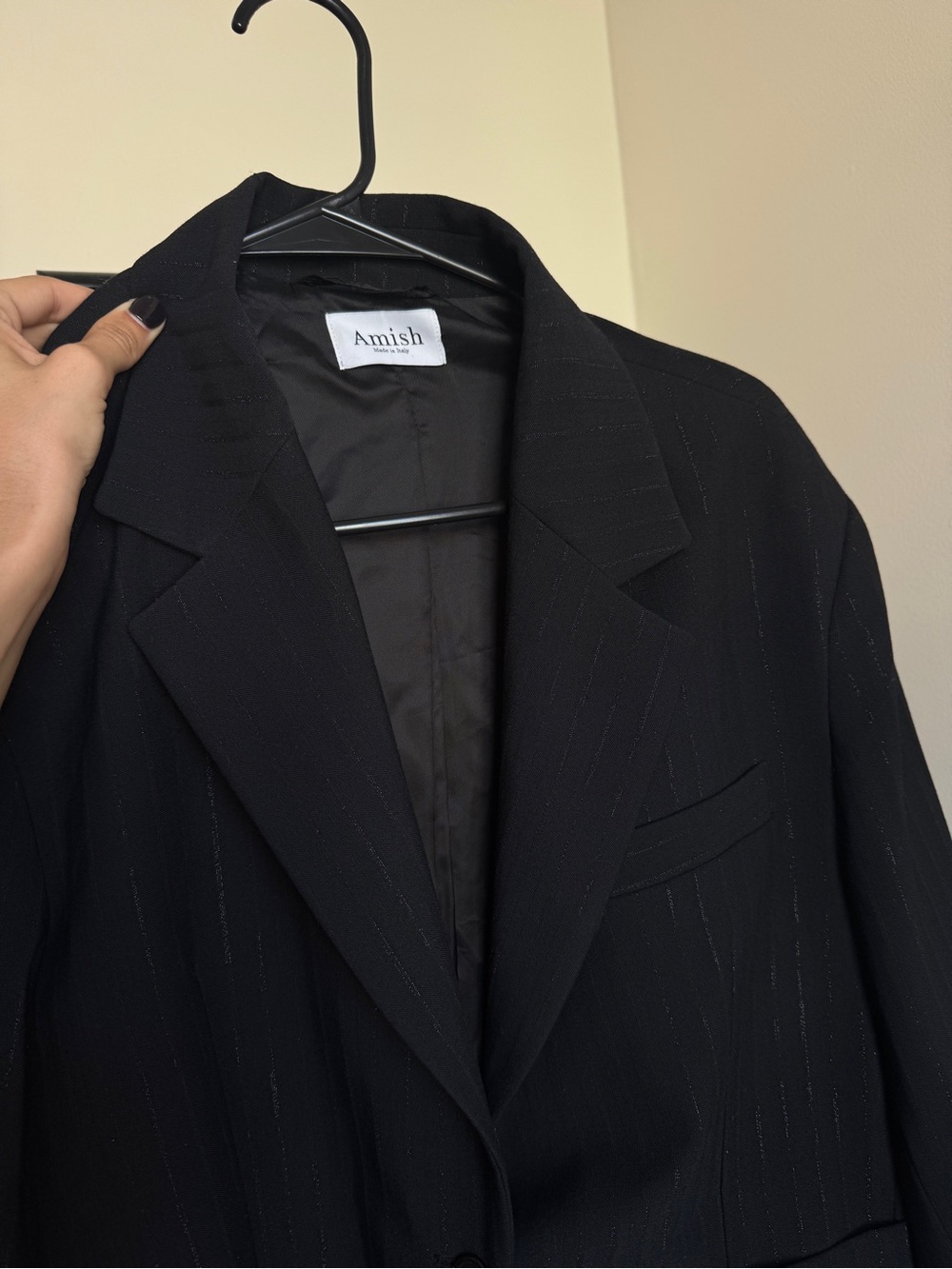 Navy pinstripe blazer